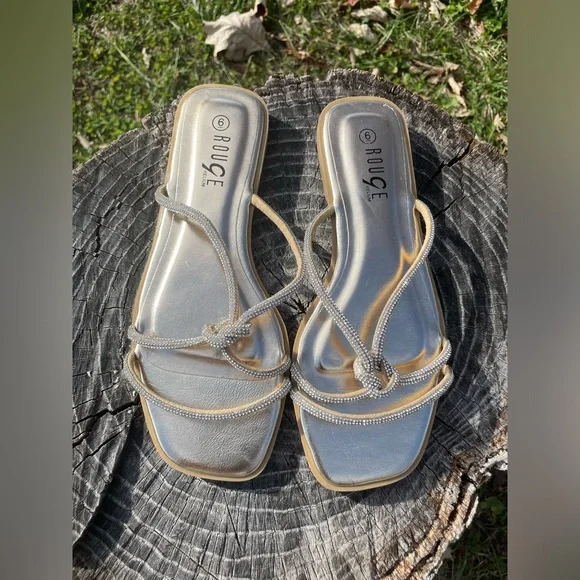 Rogue Helium Gold Rhinestone Sandals - Picture 4 of 7